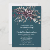 Dark Teal, Burgundy, Dusty Purple, Sage Wedding | Kaart (Voorkant)