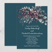 Dark Teal, Burgundy, Dusty Purple, Sage Wedding | Kaart (Voorkant / Achterkant)