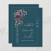 Dark Teal, Dusty Purple Arch Save the Date | Kaart (Voorkant / Achterkant)