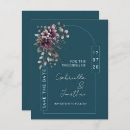 Dark Teal, Dusty Purple Arch Save the Date | Kaart