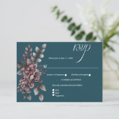 Dark Teal, Dusty Purple, Lavender, Sage Floral |  RSVP Kaartje (Staand voorkant)