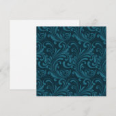 Dark teal floral damask pattern bedankkaart (Voorkant / Achterkant)
