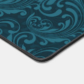 Dark teal floral damask pattern bureaumat (Hoek)
