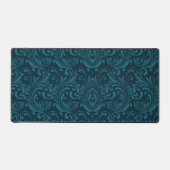 Dark teal floral damask pattern bureaumat (Voorkant)