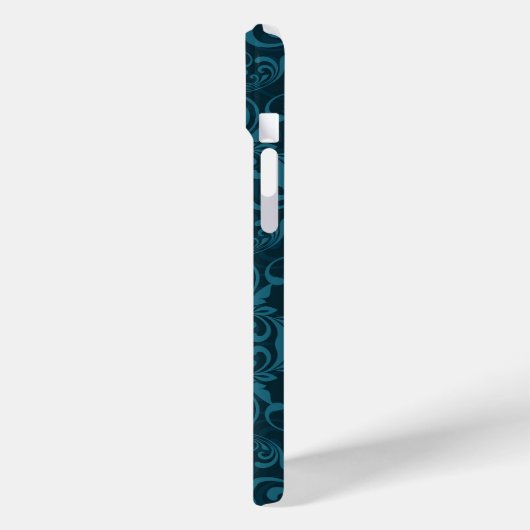 Dark teal floral damask pattern Case-Mate iPhone case (Achterkant / Links)