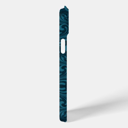 Dark teal floral damask pattern Case-Mate iPhone case (Achterkant / Rechts)
