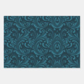 Dark teal floral damask pattern inpakpapier vel (Voorkant 3)