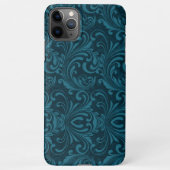 Dark teal floral damask pattern iPhone hoesje (Achterkant)