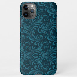 Dark teal floral damask pattern iPhone 11Pro max hoesje