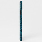 Dark teal floral damask pattern iPhone hoesje (Rechterkant)