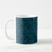 Dark teal floral damask pattern koffiemok (Links)