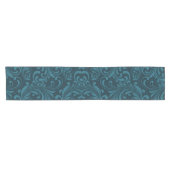 Dark teal floral damask pattern korte tafelloper (Horizontaal)