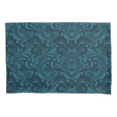 Dark teal floral damask pattern kussensloop (Voorkant-Links)
