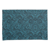 Dark teal floral damask pattern kussensloop (Voorkant-Rechts)