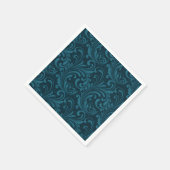 Dark teal floral damask pattern servet (Hoek)