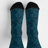 Dark teal floral damask pattern sokken (Top)