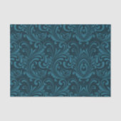 Dark teal floral damask pattern tissuepapier (Voorkant)