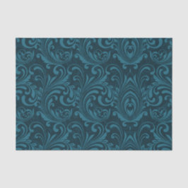 Dark teal floral damask pattern tissuepapier