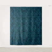 Dark teal floral damask pattern wandkleed (Voorkant)
