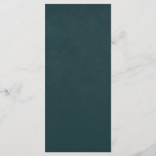 Dark Teal Floral Gothic Wedding Menu (Achterkant)