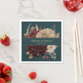 Dark Teal Floral Gothic Wedding Napkins Servet (Insitu)