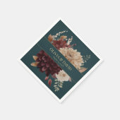 Dark Teal Floral Gothic Wedding Napkins Servet (Hoek)
