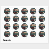 Dark Teal Floral Gothic Wedding Round Sticker (Vel)