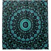 Dark Teal Floral Noir Mandala Douchegordijn (Voorkant)