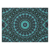 Dark Teal Floral Noir Mandala Tafelkleed (Voorkant (Horizontaal))