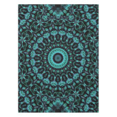 Dark Teal Floral Noir Mandala Tafelkleed (Voorkant)