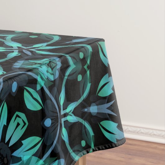 Dark Teal Floral Noir Mandala Tafelkleed (Voorbeeld)