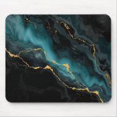 Dark Teal & Gold Marble Statement Mousepad Muismat (Voorkant)