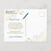 Dark Teal & Gold Wedding Save the Date Calendar Aankondigingskaart (Achterkant)