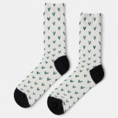Dark Teal Heart Pattern Socks Sokken (Links)