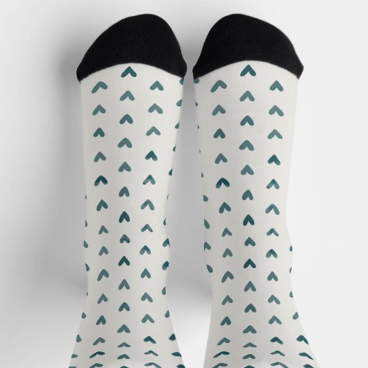 Dark Teal Heart Pattern Socks Sokken (Top)