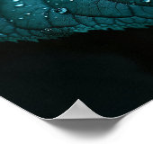 Dark Teal Macro Leaf With Rain Water Droplets Poster (Hoek)
