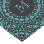 Dark Teal Mandala Monogram Medium Tafelloper (Hoek)