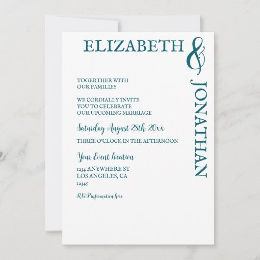 Dark Teal Modern Typography Couples Shower Kaart (Voorkant)