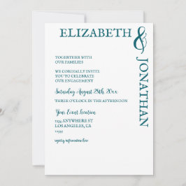 Dark Teal Modern Typography Engagement Party Kaart
