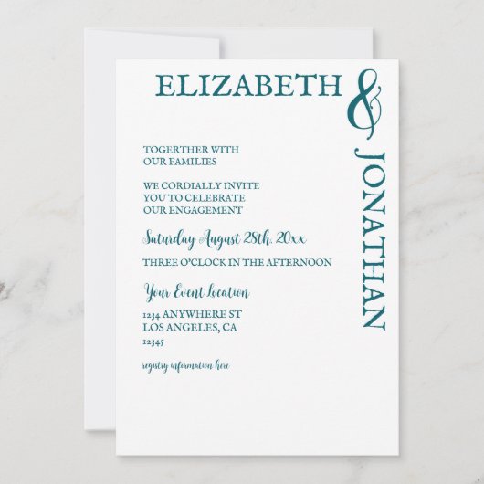 Dark Teal Modern Typography Engagement Party Kaart (Voorkant)