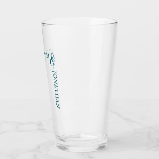 Dark Teal Modern Typography Wedding Glas (Links)