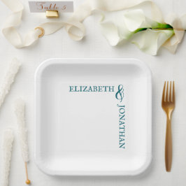 Dark Teal Modern Typography Wedding Papieren Bordje