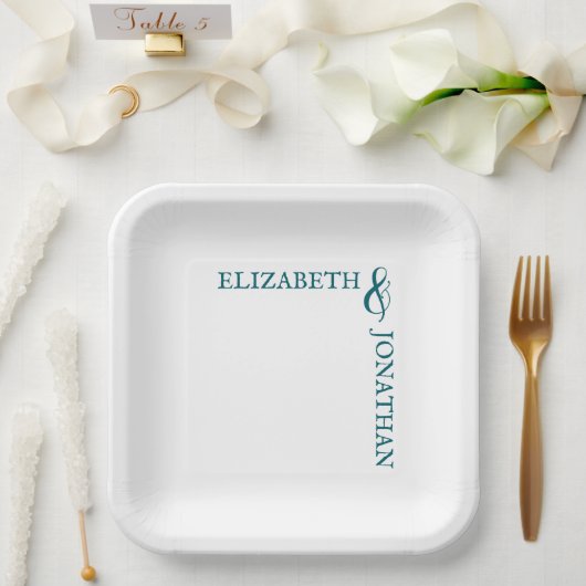 Dark Teal Modern Typography Wedding Papieren Bordje (Huwelijk)