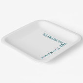 Dark Teal Modern Typography Wedding Papieren Bordje (Gebogen)