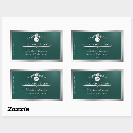 Dark Teal Product Label Silver Frame Logo Monogram (Vel)
