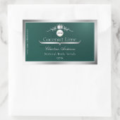 Dark Teal Product Label Silver Frame Logo Monogram (Tas)