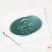 Dark Teal Product Label with Silver Frame Monogram (Envelop)