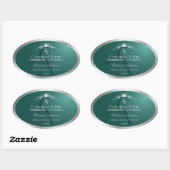 Dark Teal Product Label with Silver Frame Monogram (Vel)