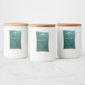 Dark Teal Product Label with Silver Frame Monogram Voedselcontainer Etiket (Flessen)