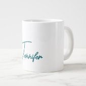 Dark Teal Trend Modern Minimalist Handwriting Name Grote Koffiekop (Voorkant rechts)